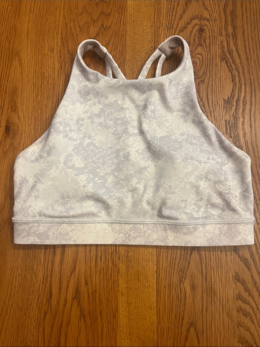 lululemon athletica High-Neck Sports Bra in Light Beige Marble